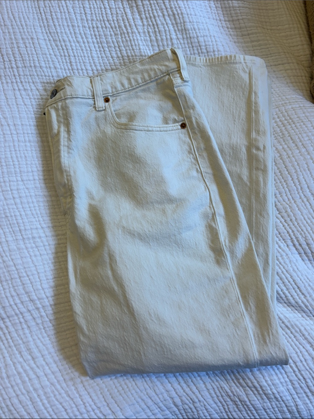 The ankle straight high rise white jeans